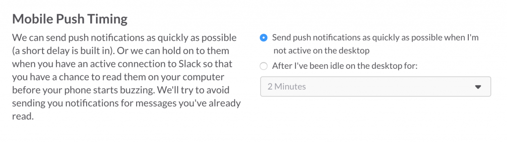 Slack Notifications Mobile Push Timing