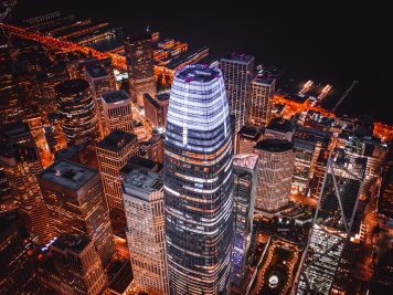 Aerial View of San Francisco at night