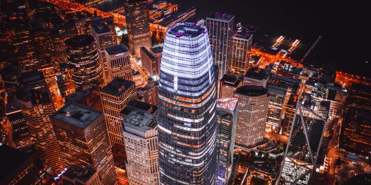 Aerial View of San Francisco at night