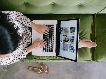 woman working on laptop computer