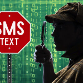 A spy is looking at a plain text SMS message.