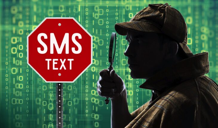A spy is looking at a plain text SMS message.